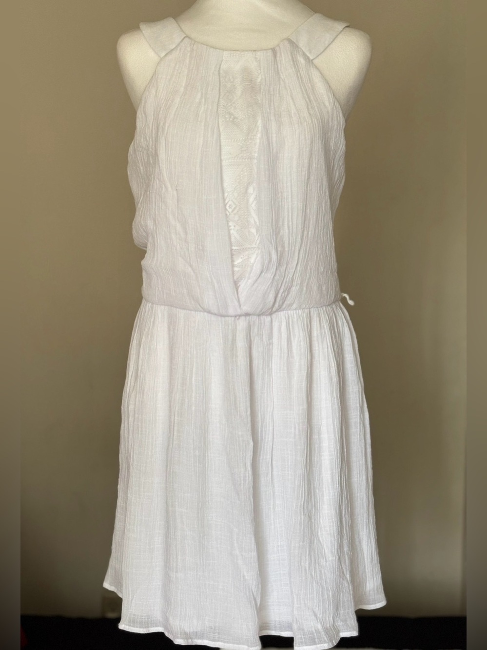 BCX Women’s White Solid Halter Fit & Flare Lined Dress